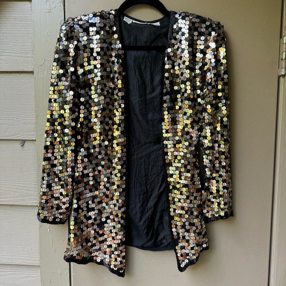 Vintage sequin blazer gold silver bronze black silk